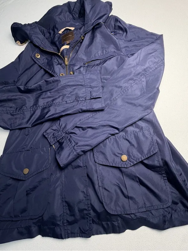 The Limited Womens S Navy Blue Utility Rain Jacket Hooded Lightweight Cargo Coat - Image 9