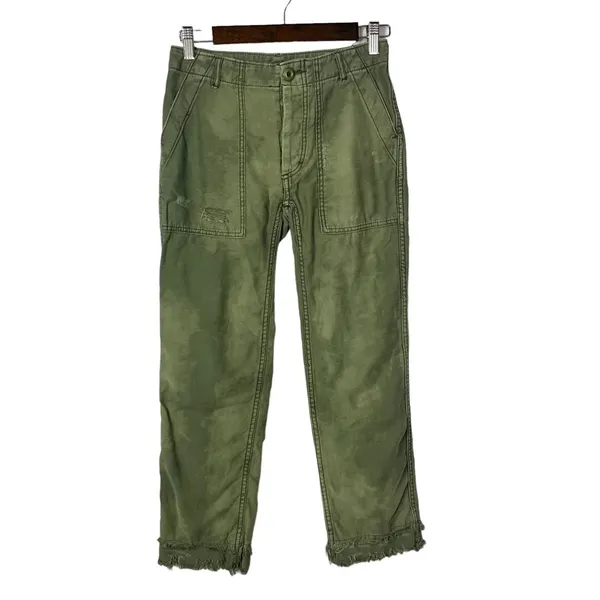 Free People Stormbringer Green‎ Distressed Straight Leg Pants 24 - Image 5