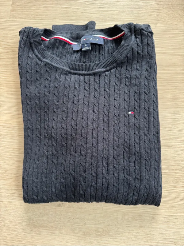 Tommy Hilfiger Navy Cable-knit Crewneck Sweater - Image 5