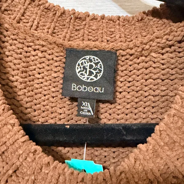 Bobeau Womens Brown Chenille Chunky Knit Crew Neck Sweater XL Pullover - Image 4