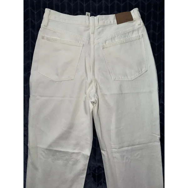 Madewell Women's Ripped Knee Baggy Straight Leg‎ Jeans Raw Hem White Size 29 - Image 6