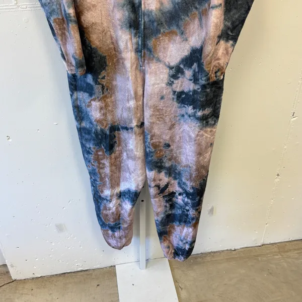 Natural Life Tie Dye Fleece Jumpsuit Pajamas One Piece Blue Tan Size M One Piece - Image 5