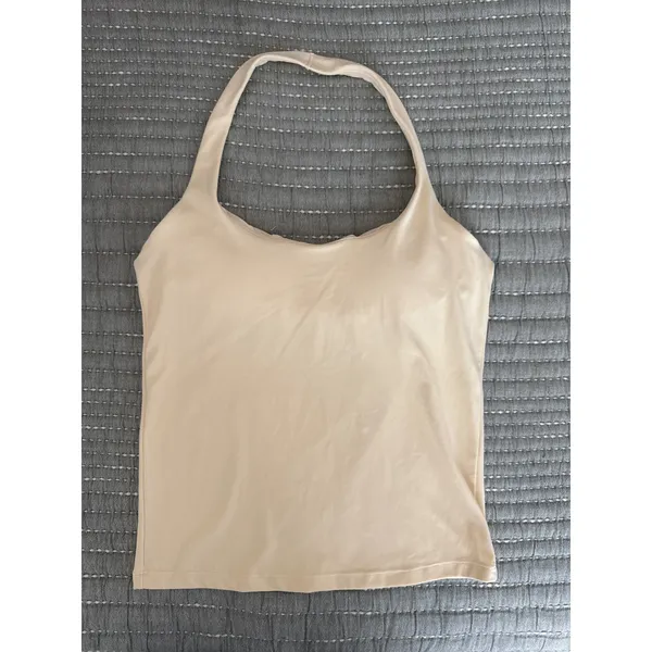 All In Motion Everyday Soft Yellow Halter Top Built-in Shelf Bra Active Tank XS - Image 3