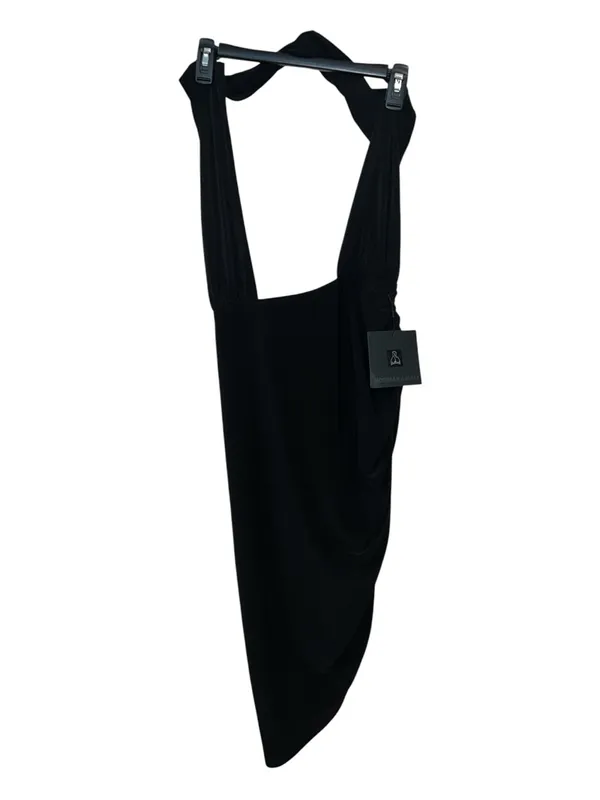 Norma Kamali Cross Halter Side Drape Black Gown Dress Size M NWT - Image 5