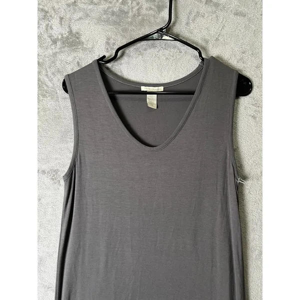 White + Warren Soft VNeck Tank Dress Flint Gray Sleeveless Jersey Knit Small New - Image 2