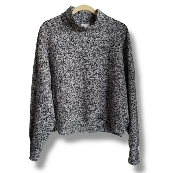 OFFLINE By Aerie Snowday Mock Neck Sweater Pullover Gray‎ Black Speckled XL - Image 4