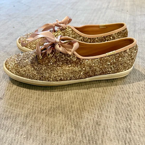 Keds x Kate Spade Champion Rose Gold Glitter Sneakers Size 9 - Image 8