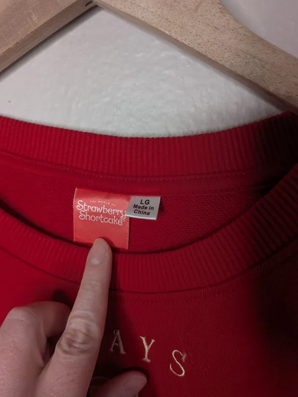 Strawberry Shortcake Always Sweet Red Cropped Sweatshirt Large - Image 4