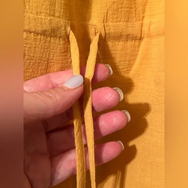 Lulus Mustard Yellow 100% Cotton Flowy/Gauzy Lightweight Mini Dress - Size M NWT - Image 5