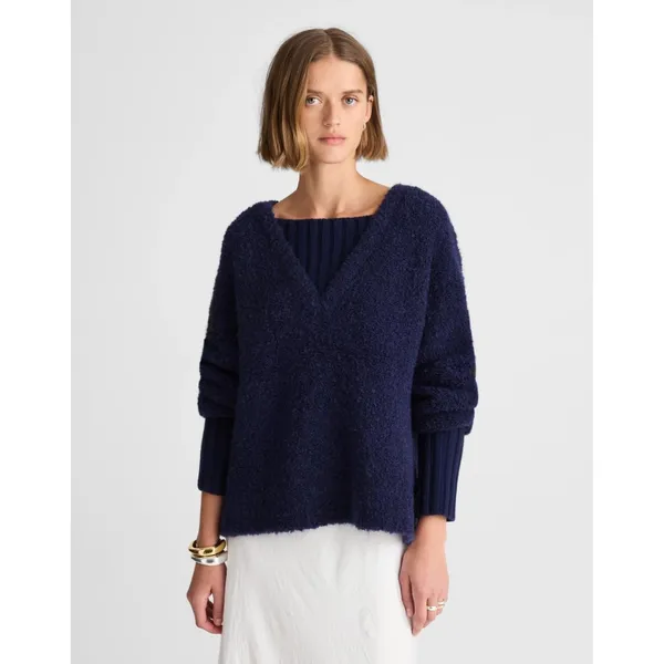 NWT Alexa Chung for Madewell Bobbie Sweater in Navy Blue Alpaca Boucle M - Image 2