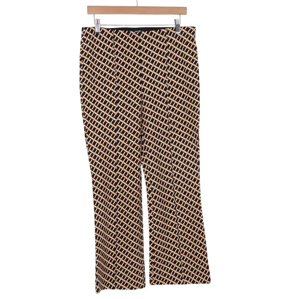 Maeve Pants Womens Medium Flare Geometric Lattice Black Tan Stretch Excellent - Image 2
