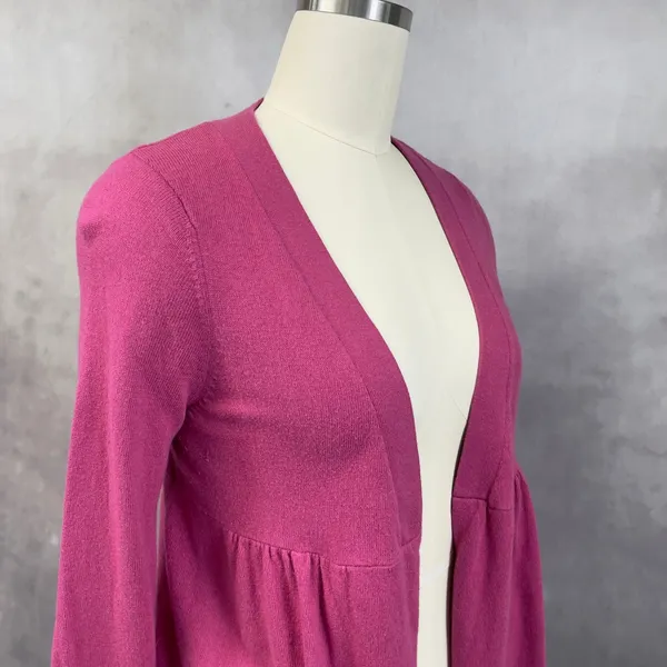 Aerie Cardigan Sweater Womens Large Pink Peplum Open‎ Front Girly Coquette Girly - Image 5
