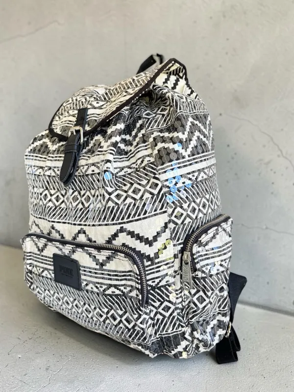 Victoria's Secret PINK Bling Sequin Aztec Backpack in black and white - Image 13