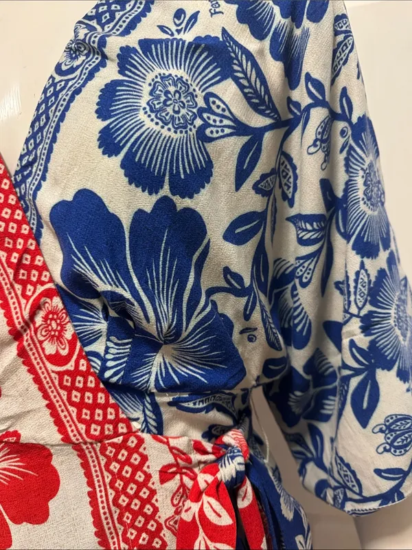 Farm Rio 100% Rayon Mixed Pineapple Garden Wrap Dress Size small - Image 9