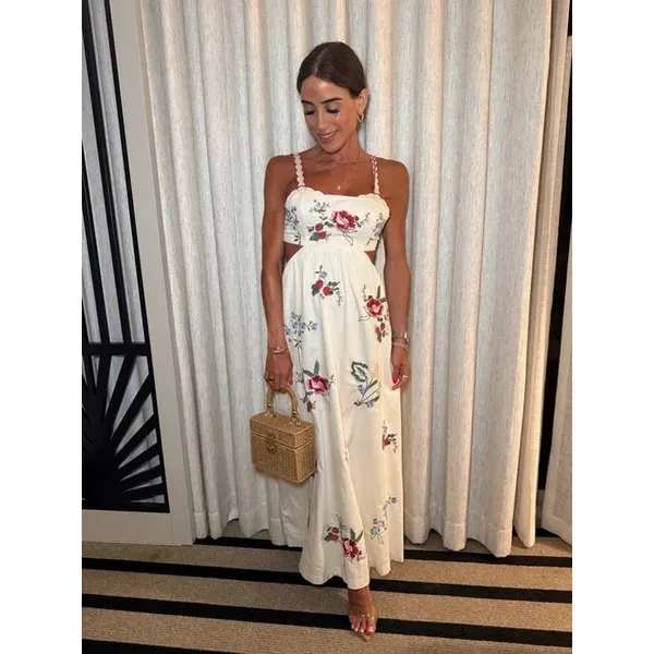 ABERCROMBIE & FITCH Bra-Free Embroidered White Maxi Dress Size XS NEW - Image 3