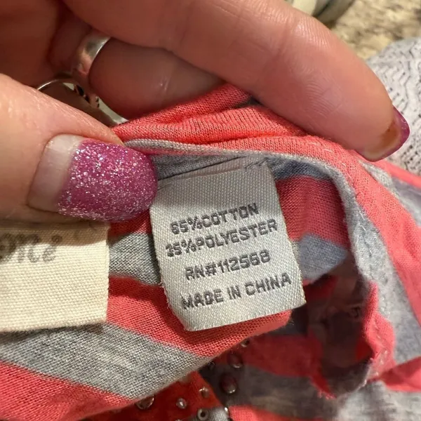 Miss Me Peach Gray Blouse Medium - Image 5