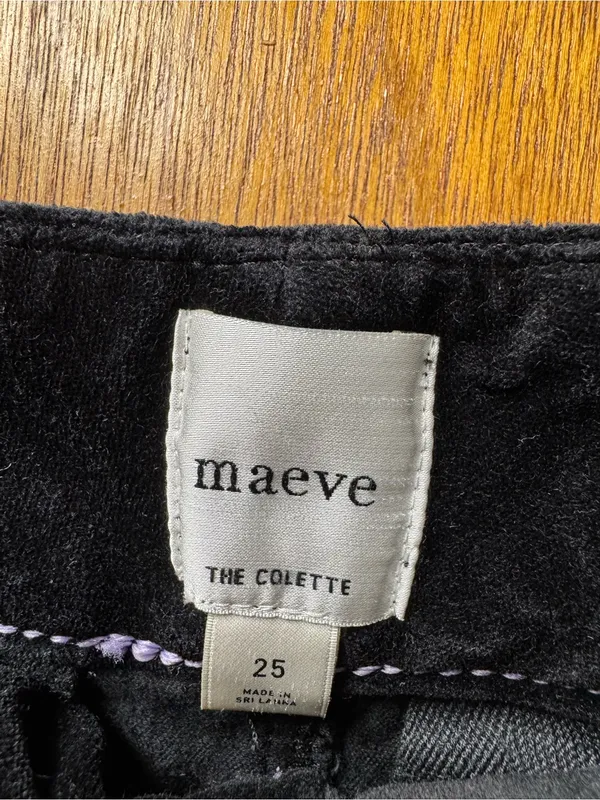 Maeve Anthropologie Colette Wide Leg Velvet Pants Black 25 - Image 6