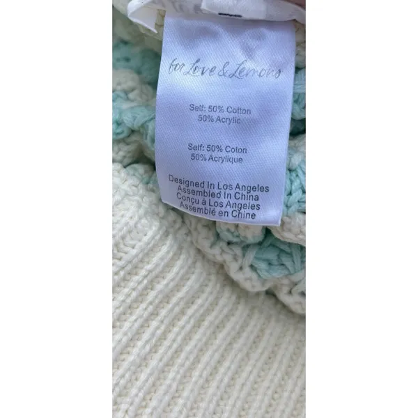 For Love & Lemons Lizzy Stripe Knit Short Mint Scallop Hem Coastal Crochet Boho - Image 8