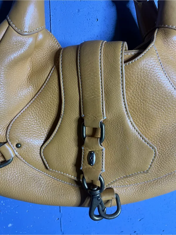 Cole Haan Beige Yellow Pebble Leather Purse Bag - Image 3