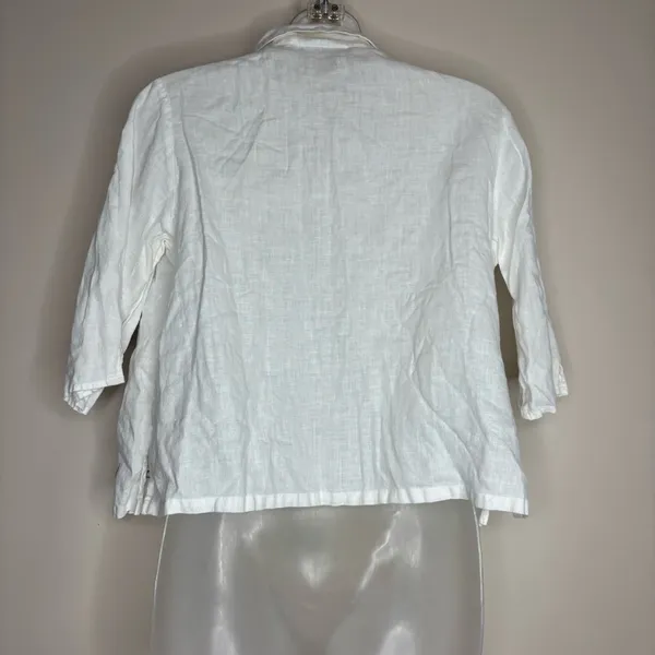 100% pure Linen Boho embroidered tropical white top 4 By Northern Isles - Image 3
