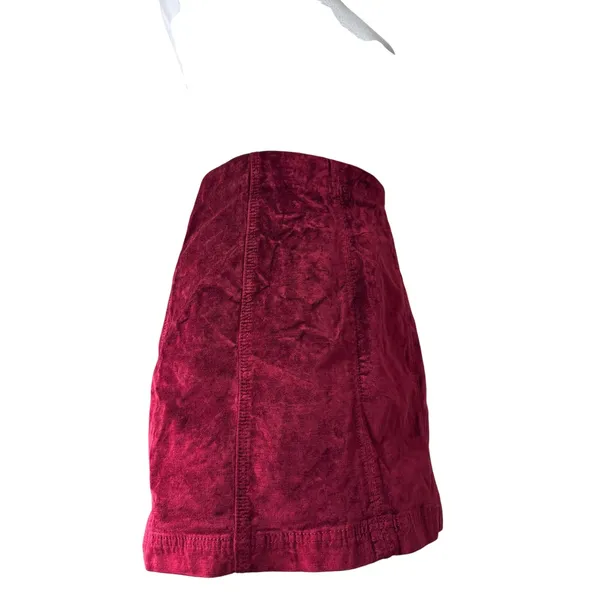 Free People Red Velvet Mini Skirt - Image 3