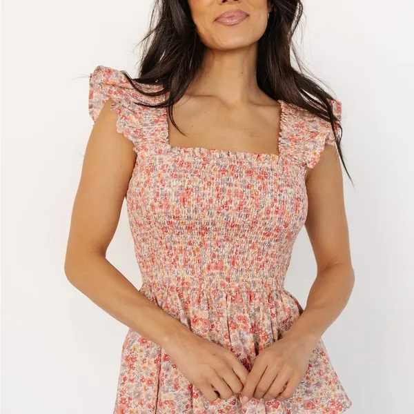 Baltic‎ Born Ida Peplum Top in Pink Multi Floral Size XS - Image 6