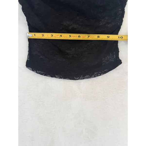 Black Sheer Floral Lace Tube Top Strapless Crop XS Floral Mesh Bralette Layering - Image 4