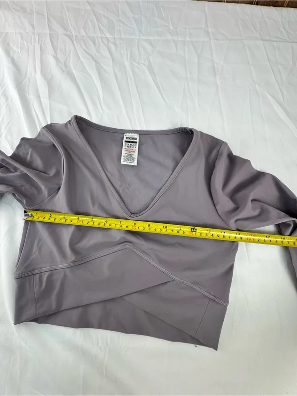 Gymshark Lavender Wrap-Front Long Sleeve Crop Top - Image 4