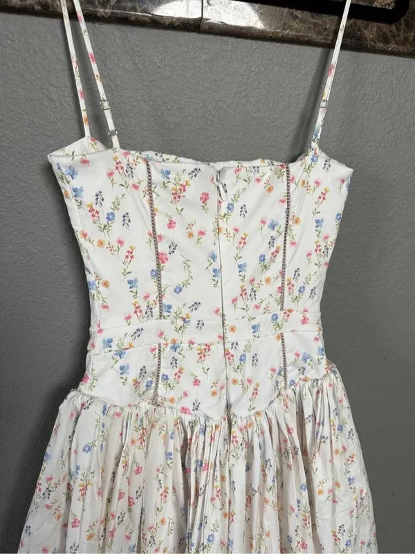 House of CB Ysabella White Posy Print Cotton Maxi Sun Dress - Image 4