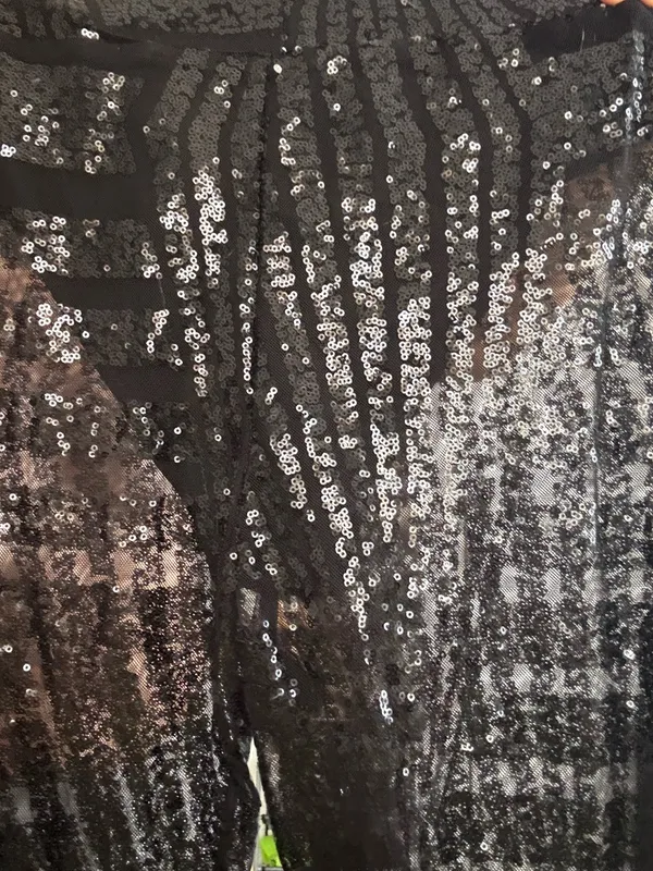 Black Sparkly Disco Pants Size M - Image 5