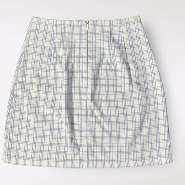 Brandy Melville John Galt Cara Plaid Baby Blue White Mini Skirt‎ Size OS XS/S - Image 3