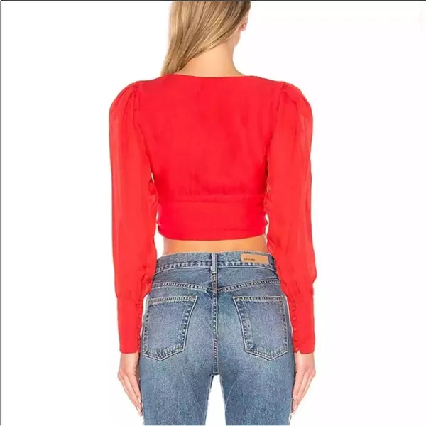 Revolve LPA red wrap crop top - size XXS Silk‎ Blend CP - Image 2