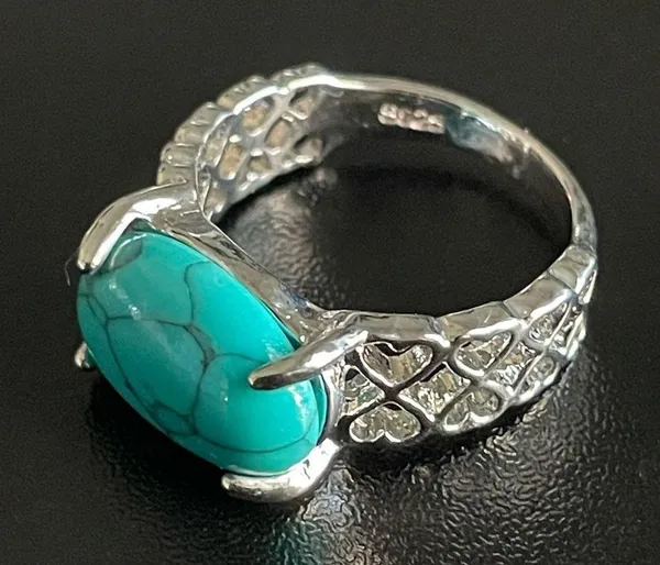 Turquoise stone S925 sterling silver ring size 7 - Image 2