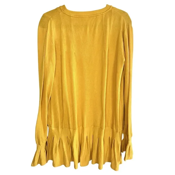 Free People Summer Struttin Mini Dress Golden Yellow Henley Waffle Ruffle Medium - Image 2