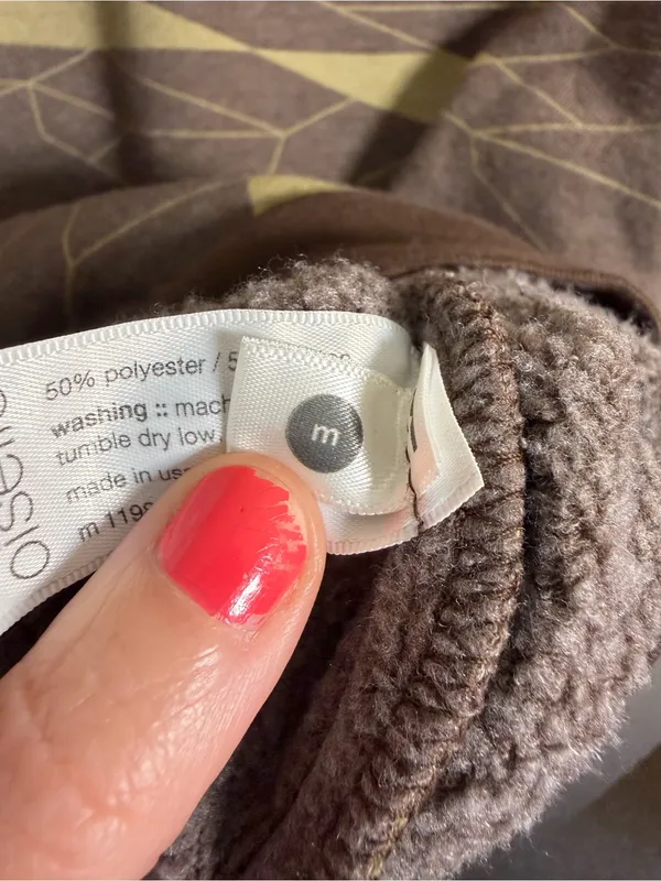 Oiselle Jagged Hoodie Pullover Geometric Print Brown/Olive - Image 3