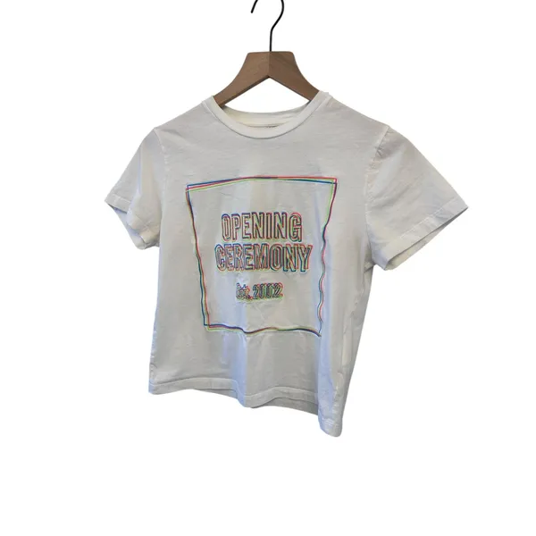 Opening Ceremony Logo Cropped white T-shirt XS Authentic - Image 7