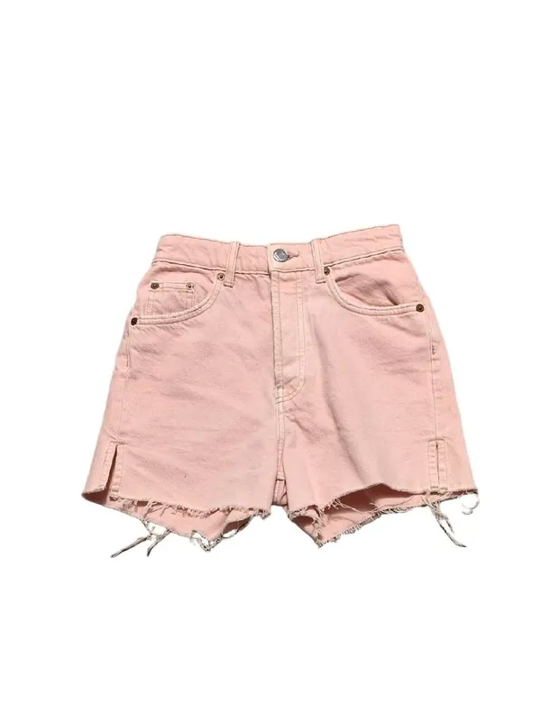 Zara Pink Button Fly Raw Hem Shorts Size 2 - Image 2