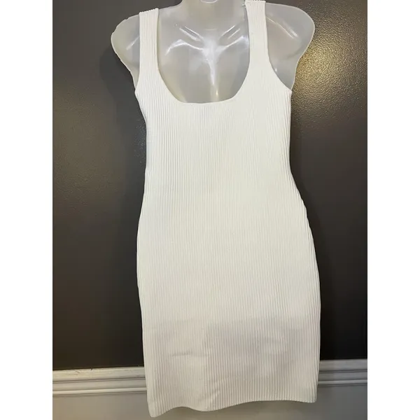 Princess Polly Dress Womens M/L White Ribbed Knit Bodycon Tank Mini Party - Image 6