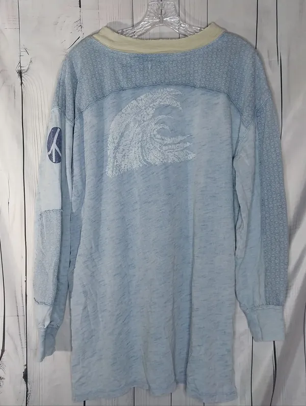 We The Free Free People Petal Pusher Pullover Boho Light Blue Long Sleeve Top - Image 2