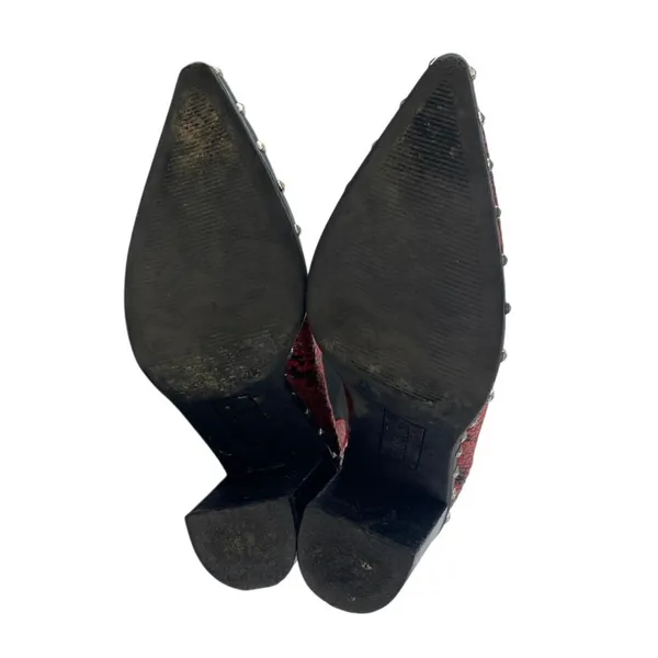 Charles by Charles David Dodger Red Snakeskin Leather Studded Chelsea Boots 7.5M - Image 4