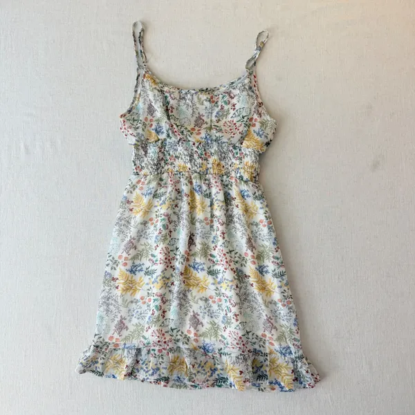 Altar'd State Floral Smocked Mini Dress S Cottagecore Botanical Ruffle - Image 12