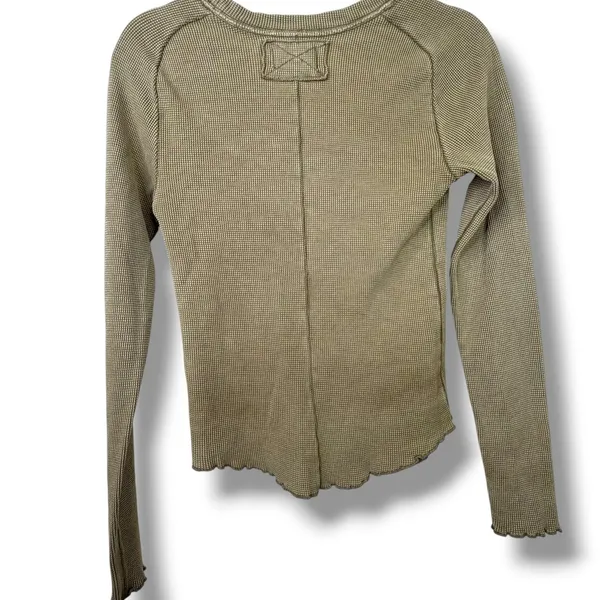 Free People FP We The Free Easy Does It Waffle Knit Lettuce Trim Thermal Top - Image 3