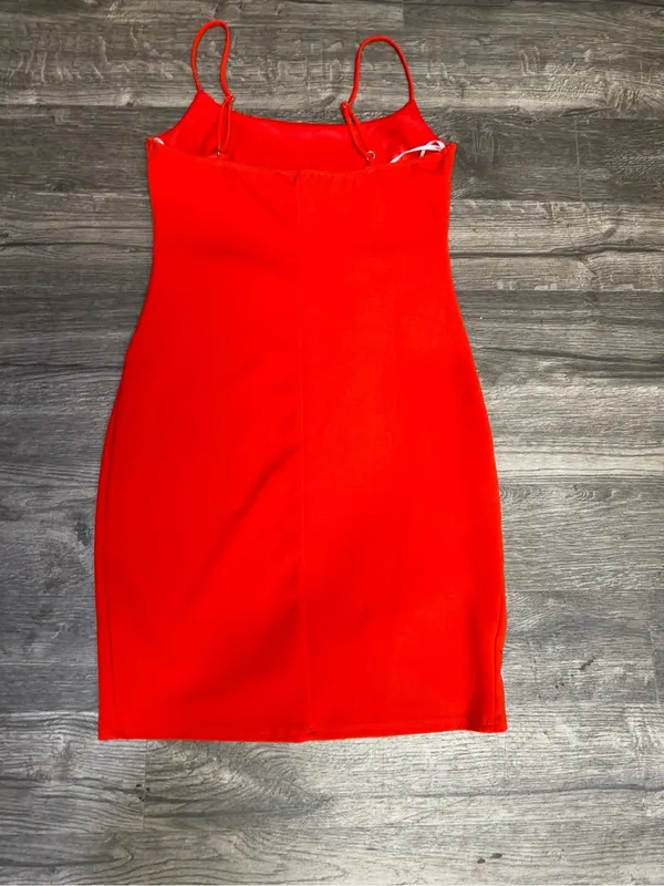 Lulus Red Bodycon Mini Dress Spaghetti Strap Wrap Hem Size M - Image 6