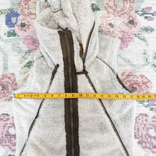 Kuhl Womens Flight Fleece Hooded Vest‎ Small Outerwear Hiking Cozy Fuzzy Cream - Image 5