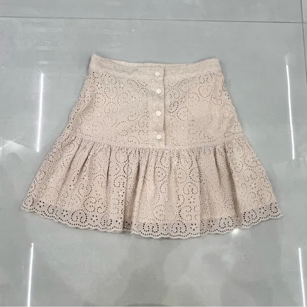Sandro Ruffled broderie anglaise cotton mini skirt - Image 5