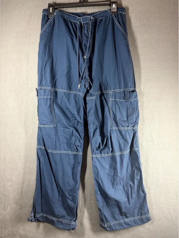 Faded Rose M Cargo Pants Drawstring Elastic Waist Wide Leg Utility Cotton Blend - Image 2