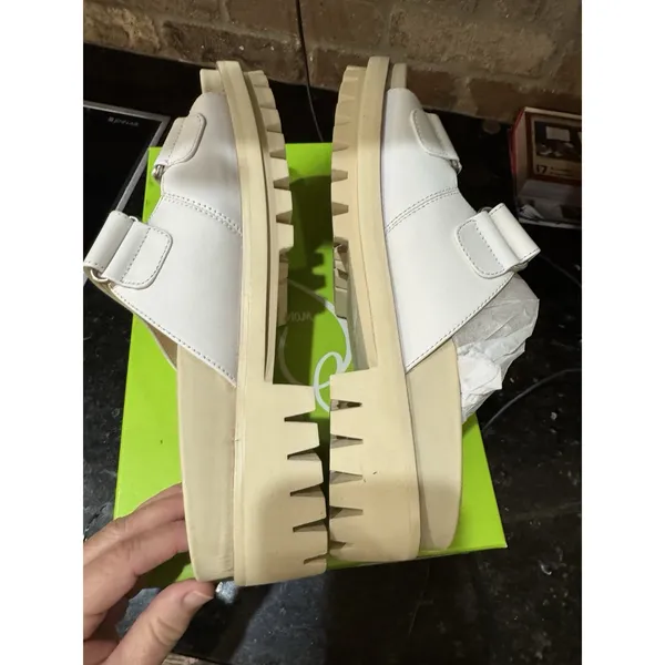 NEW Sam Edelman Eliana White Leather Lug Sole Slide Sandals Size 11 - Image 9