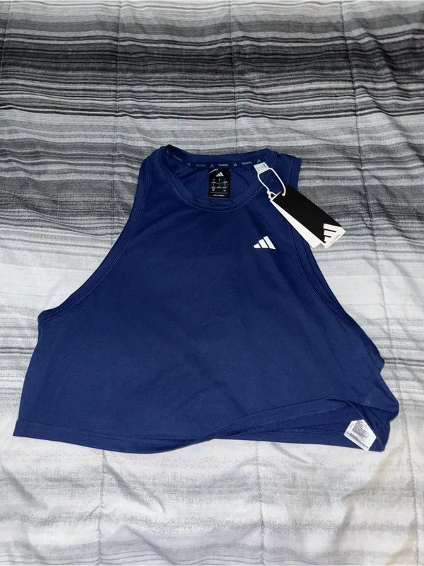 🌟NWT Adidas Women’s Navy BOXY Tank Top Blue Size L - Image 3