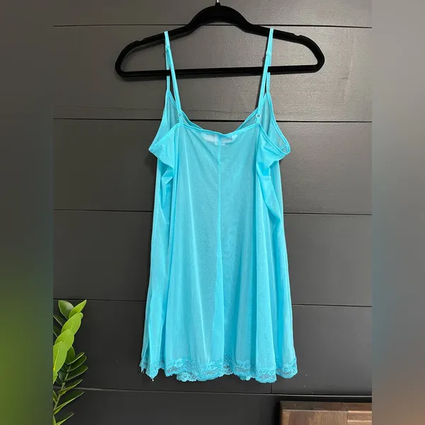 VICTORIA’S SECRET Vintage Electric Blue Sheer Lingerie Sleep Dress Sz M EUC - Image 2