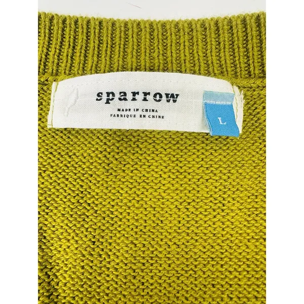 Sparrow Anthropologie Short Sleeve Sz Large Sweater Dress Chartreuse Olive Green - Image 6